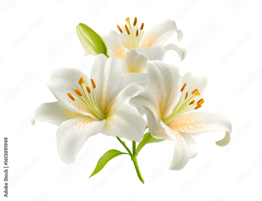 Fototapeta premium Beautiful Madonna lily in bloom isolated on a transparent background