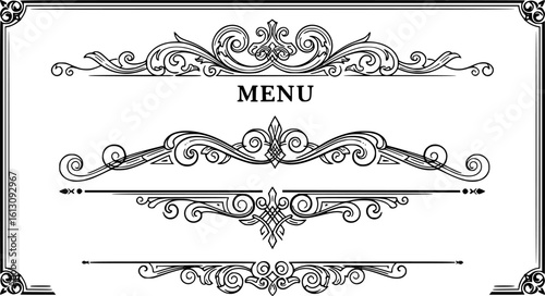 Calligraphy filigree lines Text dividers, vintage Flourishes decorative Scrolls, wedding Ornate, fancy elegant page Separators design elements, Header Swirls menu card,s Ornamental Border