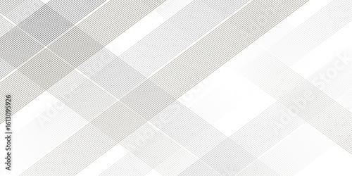 Minimalist Seamless pattern features a grid and striped line. White technology Hi-tech futuristic digital. Abstract art geometric background with lines. Stripes optical waves illustration.	