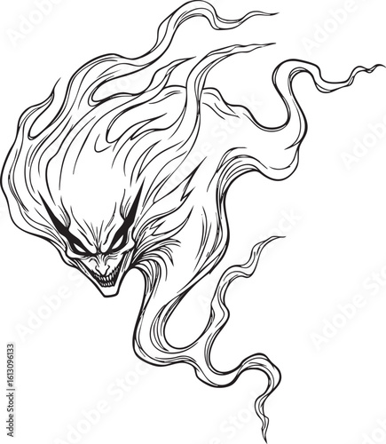 劇画風 亡霊 モンスター 異形 漫画風 ベクター