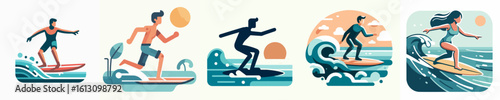 vector of a person surfing on the sea