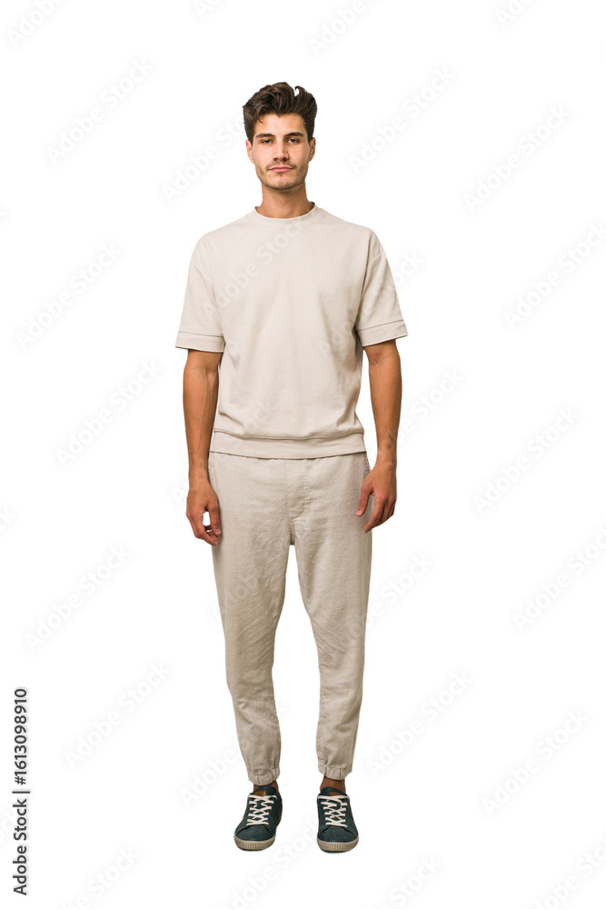 Fototapeta premium Young caucasian man full body isolated on white background