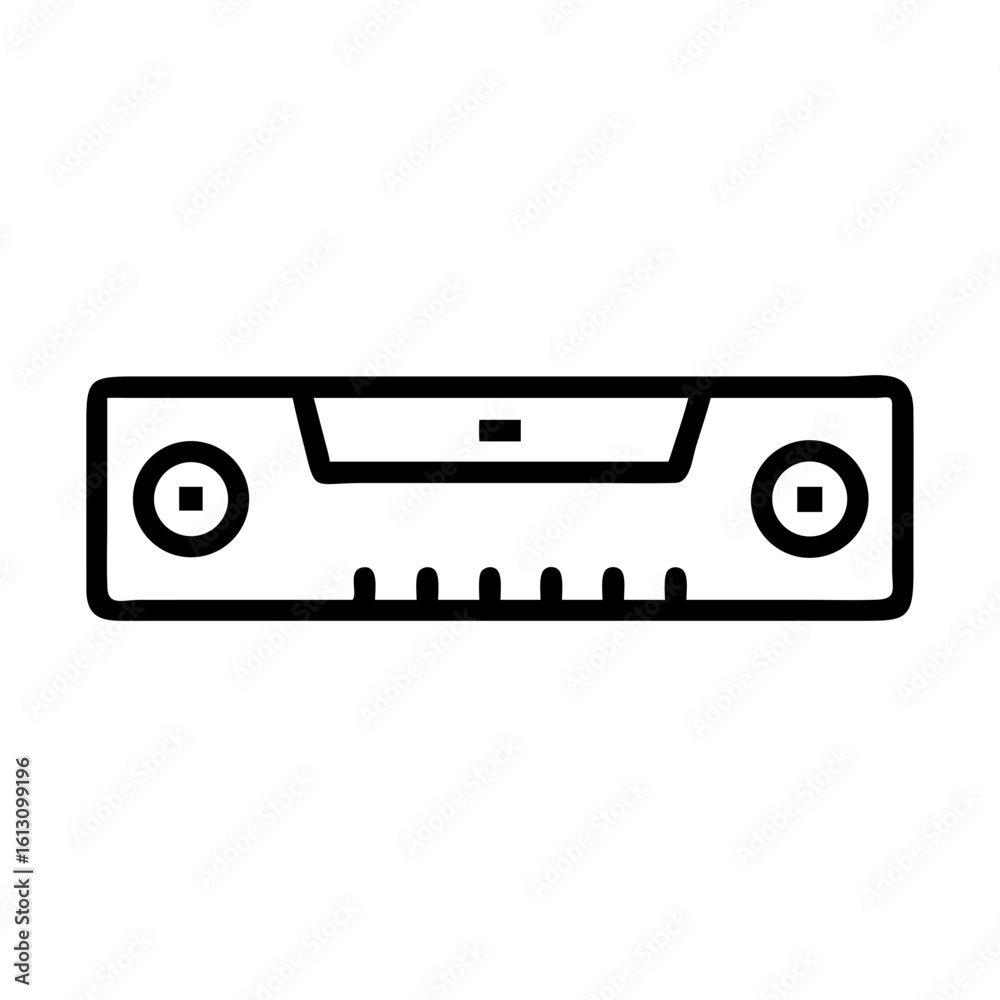 Obraz premium Leveling tool with circular ends and horizontal grooves in outline