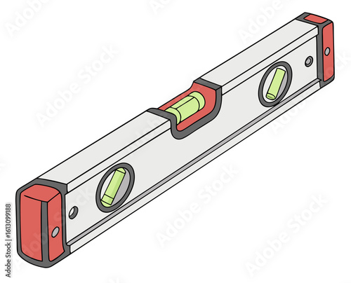 Leveling tool with spirit levels in minimalist design  on a transparent background