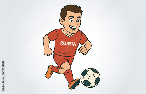 Russia Soccer or Football Player Mascot Cartoon Character Template