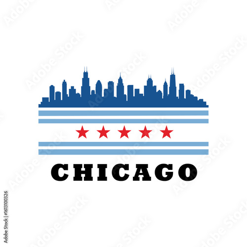 Chicago City Modern Skyline Vector Template logo design	
