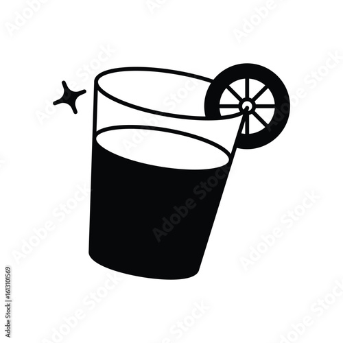 Lemonade glyph icon with white background vector stock illustration