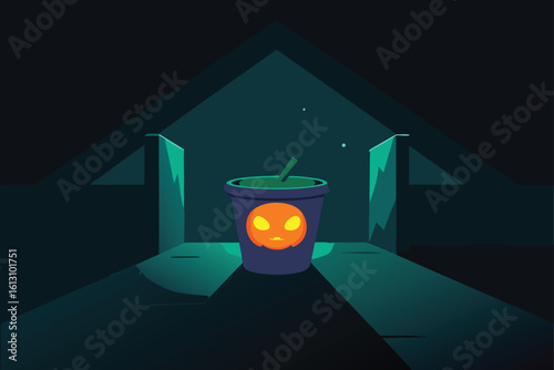 vector illustration of a scary house