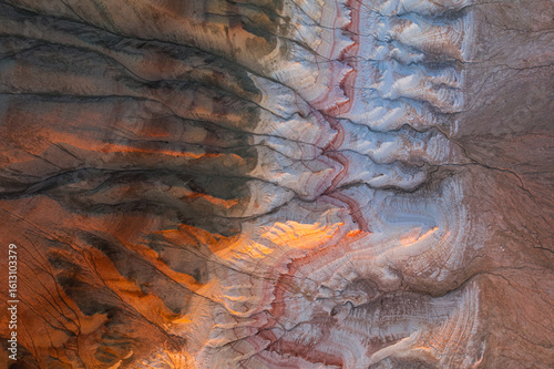 Spectacular and original Bokty mountain in Mangystan, Kazkhstan taken by a drone.