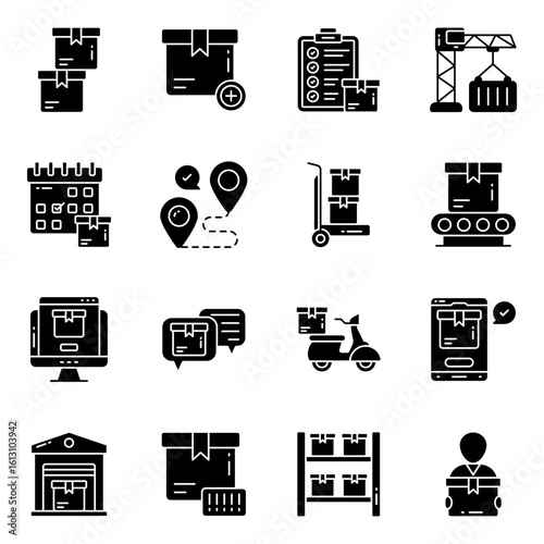 Set of Cargo Solid Icons

