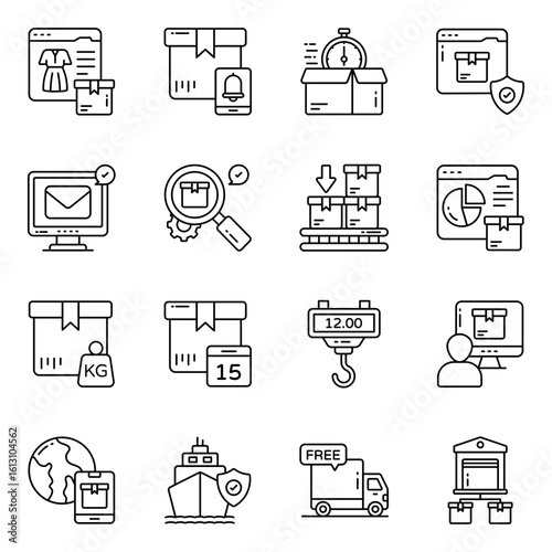 Set of Logistic and Delivery Linear  Icons
