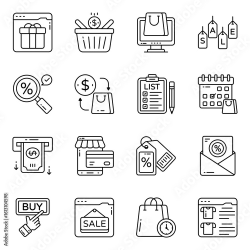 Set of Buying Linear Icons

