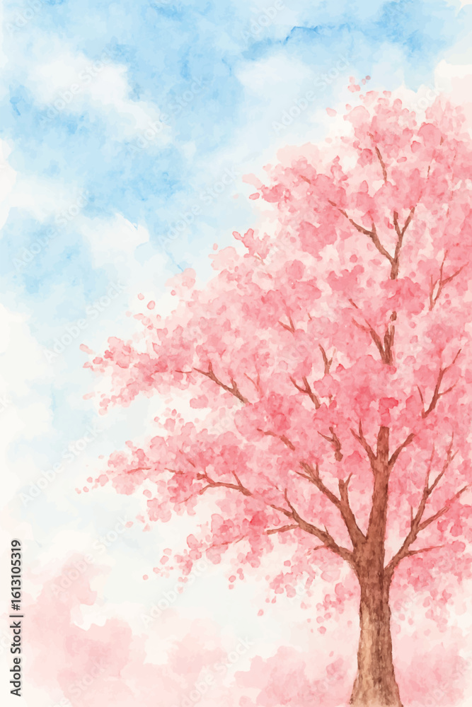 Fototapeta premium watercolor sakura tree background