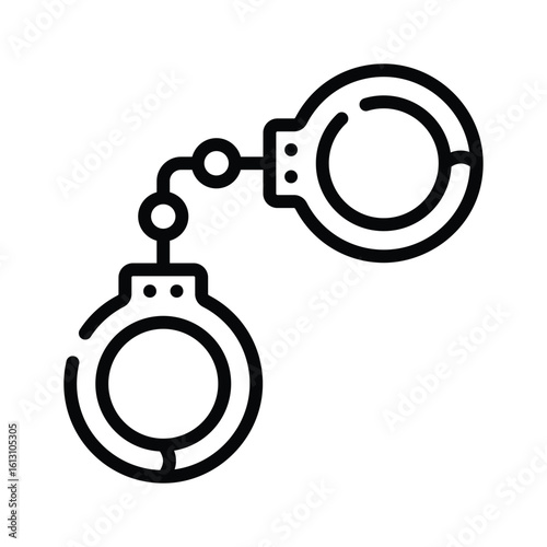 Visually appealing outline icon of secure handcuffs clasped