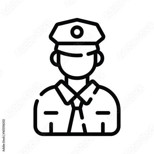 Premium linear icon of uniformed policeman in stance