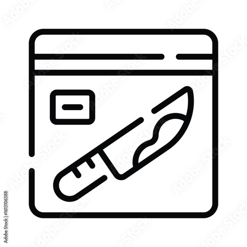 Visually engaging outline icon of murder knife evidence