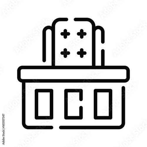 Premium linear icon of judge seat on platform