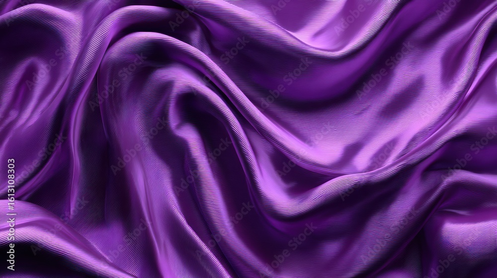 Obraz premium Silky purple fabric background showcasing smooth, elegant textures and depth, perfect for creative design projects.