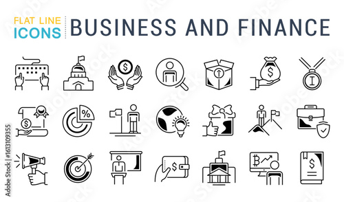 Flat Line Icons Business and Finance vector illustrator