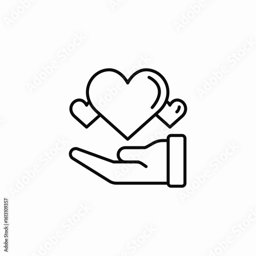 hand offering hearts icon sign vector