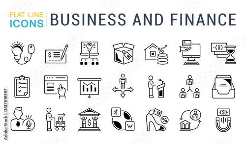 Flat Line Icons Business and Finance vector illustrator