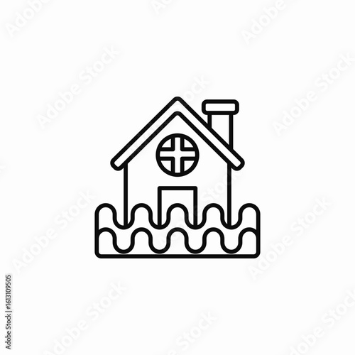house water flood icon sign vector