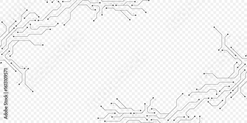Motherboard digital abstract background. AI circuit board technology texture design. Semiconductor and computer processor on tech banner template concept. Vector illustration