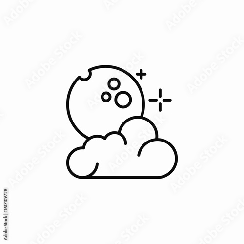 moon behind cloud icon sign vector