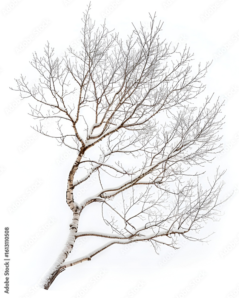 Obraz premium Snow covered birch tree branches winter scene