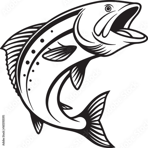 Salmon vector art silhouette image