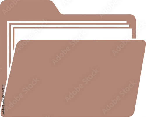 Mauve-toned File Folder Icon with Three White Document Inserts.