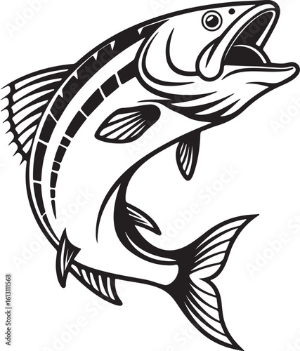 Salmon vector art silhouette image