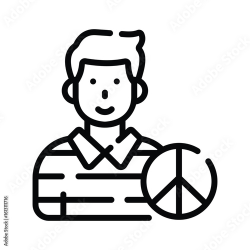 Visually appealing outline icon of peace activist