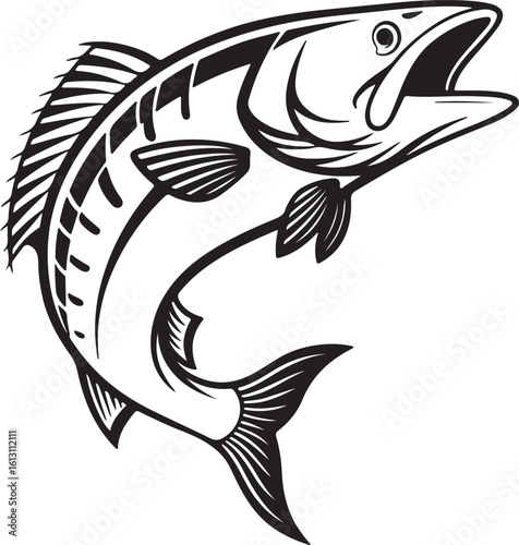 Salmon vector art silhouette image