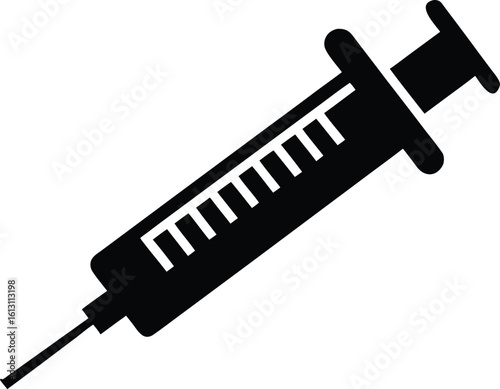 Medical syringe vector icon, Silhouette of Medical Syringe