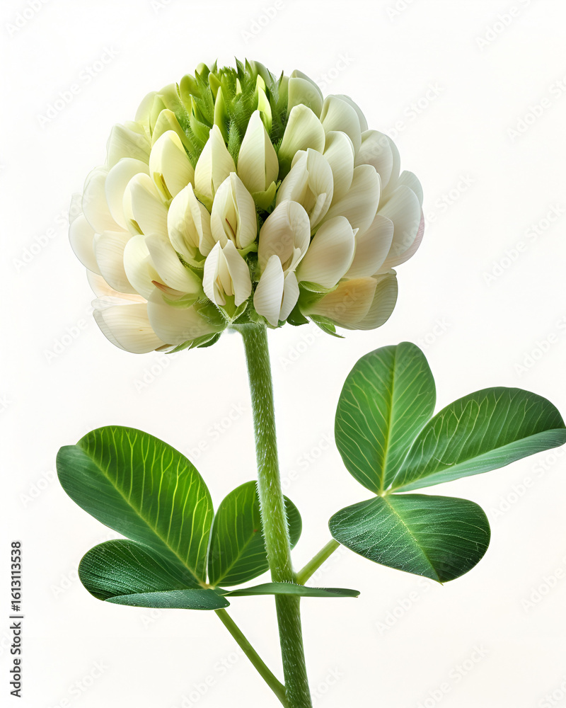 Obraz premium White clover flower blossom green leaves nature botanical