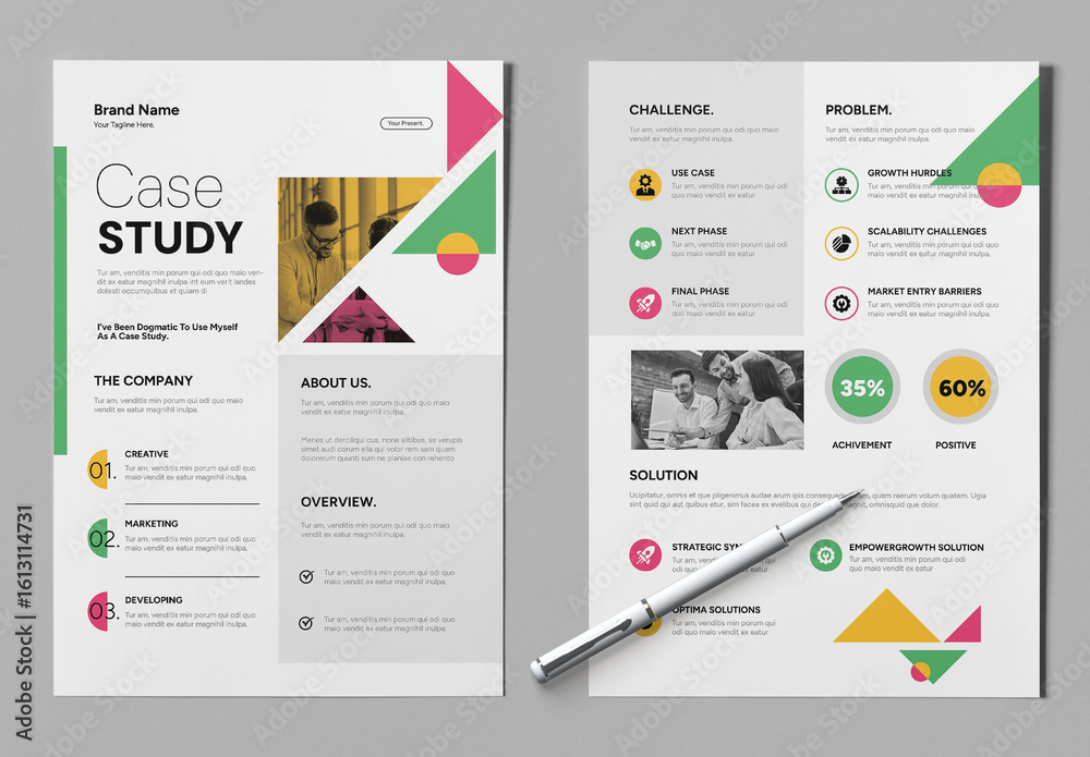 Strategic Business Case Study Template Layout Stock Template | Adobe Stock