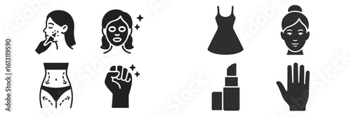 Visual representation of beauty standards and self-care practices in modern society