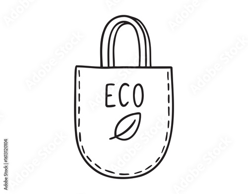 eco bag or shopper icon doodle hand drawn. Outline eco bag line drawing clipart symbol