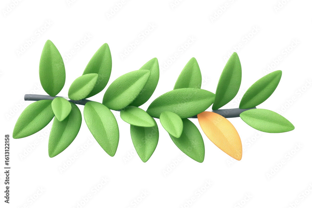 Naklejka premium Vibrant green leaf with yellow accent nature graphic design close-up. Isolated on transparent background, png.