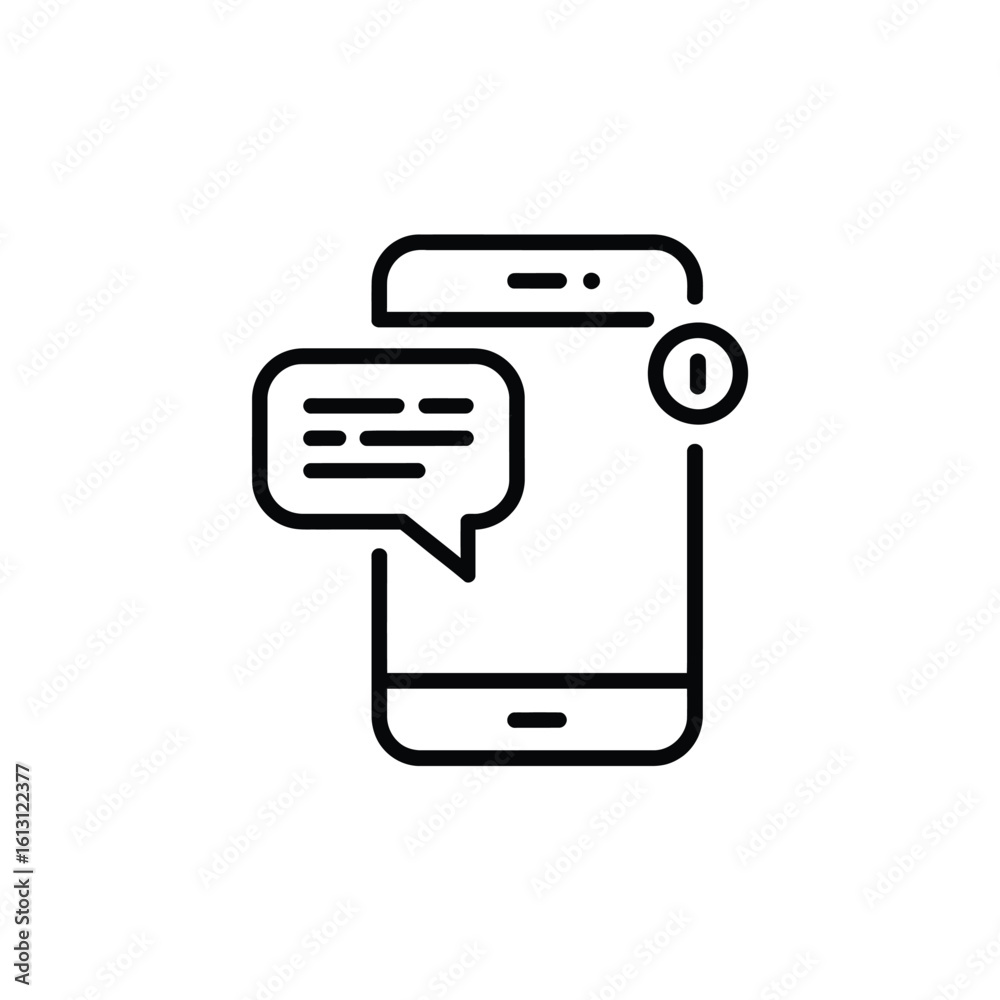 Fototapeta premium Smartphone with message notification icon in line style design