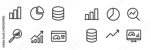 Data visualization elements highlighting charts, graphs, and magnifying analysis tools for statistical insights