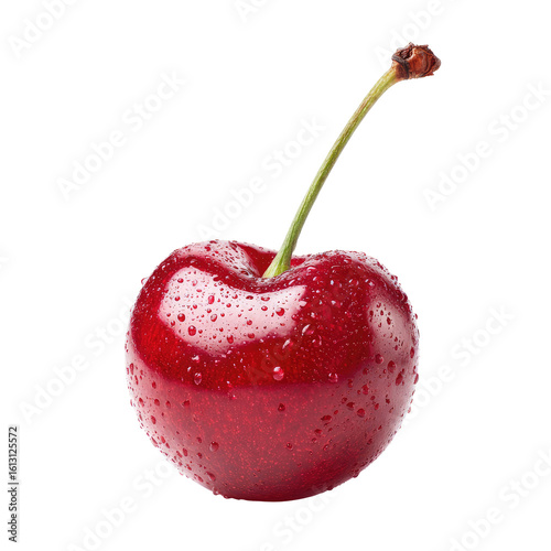 Close-up of a single, ripe cherry