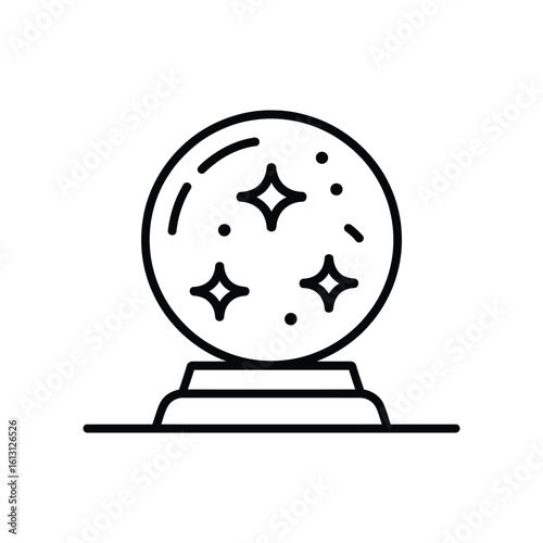 Crystal ball line icon fortune telling and magic symbol