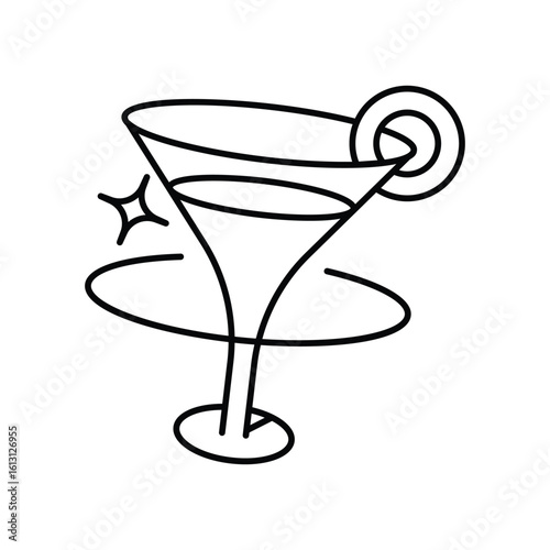 Martini Glass line icon with white background vector stock illustration