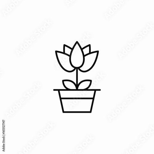 potted plant flower icon sign vector