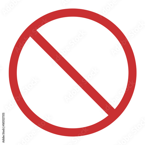 Red prohibition sign circle with diagonal line on white background no entry or restricted access concept graphic resource