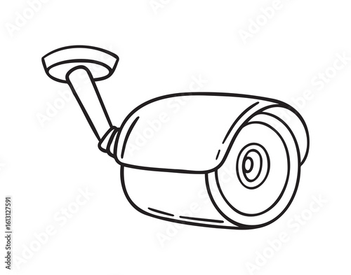 cctv camera icon doodle hand drawn. Outline line drawing clipart symbol