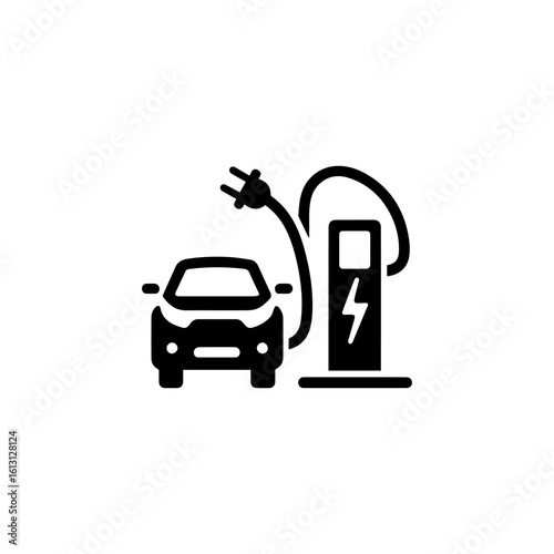 Electric car charging station icon icon design. illustration isolated on white background