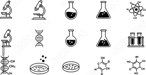 Vector science and chemistry icon set